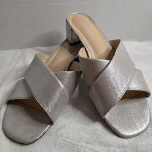Silver Metallic‎ Pointed Toe Mules